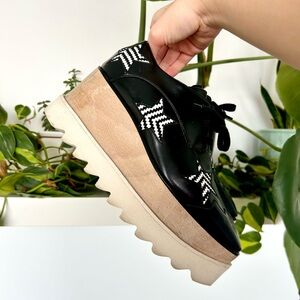 Stella McCartney Elyse Black and White Star Platforms